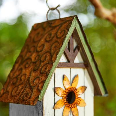 Show full view: Glitzhome Distressed Solid Wood Birdhouse slide 3 of 7