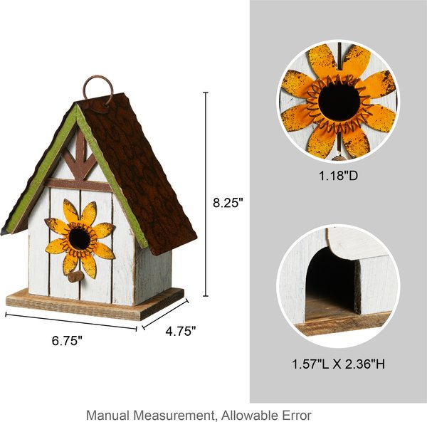 Show full view: Glitzhome Distressed Solid Wood Birdhouse slide 2 of 7