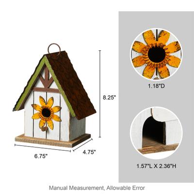 Show full view: Glitzhome Distressed Solid Wood Birdhouse slide 2 of 7