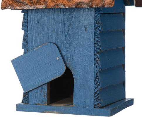 Show full view: Glitzhome Distressed Solid Wood Cottage Birdhouse, Blue slide 8 of 10
