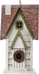 Glitzhome Distressed Solid Wood Cottage Birdhouse, White