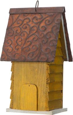 Show full view: Glitzhome Distressed Solid Wood Cottage Birdhouse, Yellow slide 7 of 10