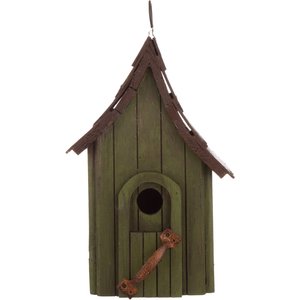 Glitzhome Distressed Wooden Bird House, 11.61-in