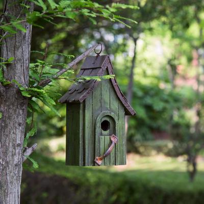 Show full view: Glitzhome Distressed Wooden Bird House, 11.61-in slide 4 of 9