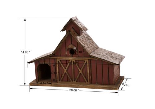 Show full view: Glitzhome Extra-Large Rustic Wood Barn Bird House, 20.67-in slide 2 of 8