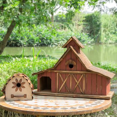Show full view: Glitzhome Extra-Large Rustic Wood Barn Bird House, 20.67-in slide 4 of 8