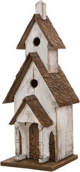 Glitzhome Extra-Large Rustic Wood White Bird House, 23.62-in