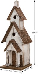 Glitzhome Extra-Large Rustic Wood White Bird House, 23.62-in slide 2 of 8