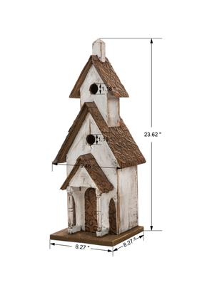 Show full view: Glitzhome Extra-Large Rustic Wood White Bird House, 23.62-in slide 2 of 8