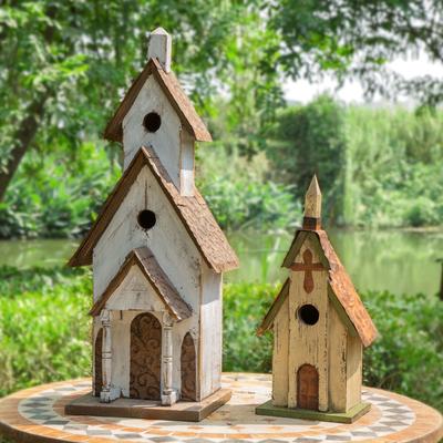 Show full view: Glitzhome Extra-Large Rustic Wood White Bird House, 23.62-in slide 3 of 8