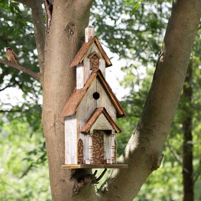 Show full view: Glitzhome Extra-Large Rustic Wood White Bird House, 23.62-in slide 4 of 8