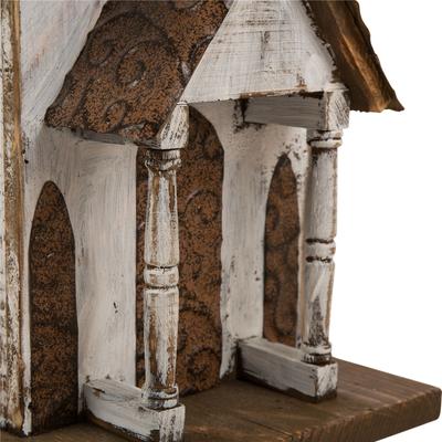 Show full view: Glitzhome Extra-Large Rustic Wood White Bird House, 23.62-in slide 6 of 8