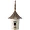 Show in main carousel: Glitzhome Farmhouse Metal Pagoda Birdhouse with Bronze Roof, White slide 1 of 9