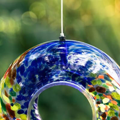 Show full view: Glitzhome Glass Round Hanging Mosaic Bird Feeder, Multicolor slide 8 of 10
