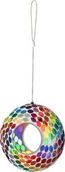 Glitzhome Glass Round Mosaic Bird Feeder, Multicolor