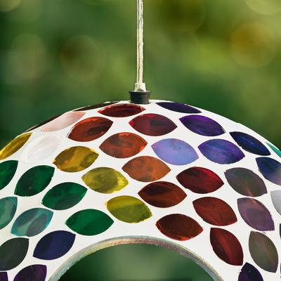 Show full view: Glitzhome Glass Round Mosaic Bird Feeder, Multicolor slide 8 of 10