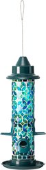 Glitzhome Glass Tall Hanging Mosaic Bird Feeder, Blue/Green