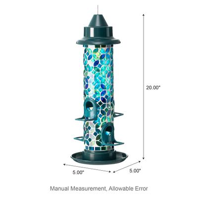 Show full view: Glitzhome Glass Tall Hanging Mosaic Bird Feeder, Blue/Green slide 2 of 9