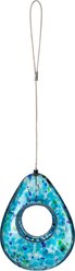 Glitzhome Glass Water Drop Hanging Bird Feeder, Blue