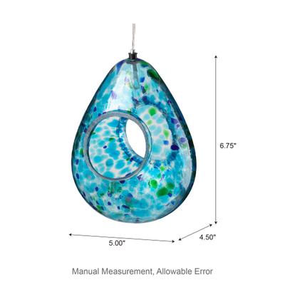 Show full view: Glitzhome Glass Water Drop Hanging Bird Feeder, Blue slide 2 of 9