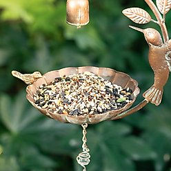 Glitzhome Metal Faux Copper Patina Finish Hummingbird Hanging Bird Feeder slide 2 of 9