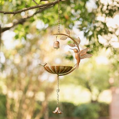 Show full view: Glitzhome Metal Faux Copper Patina Finish Hummingbird Hanging Bird Feeder slide 6 of 9