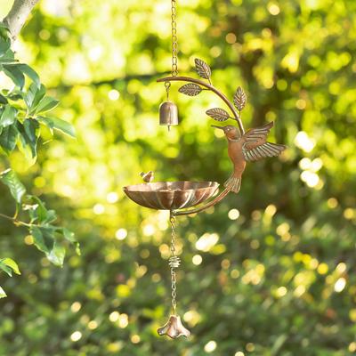 Show full view: Glitzhome Metal Faux Copper Patina Finish Hummingbird Hanging Bird Feeder slide 5 of 9