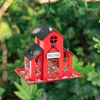 Show full view: Glitzhome Metal House Hanging Birdfeeder, Red slide 5 of 9