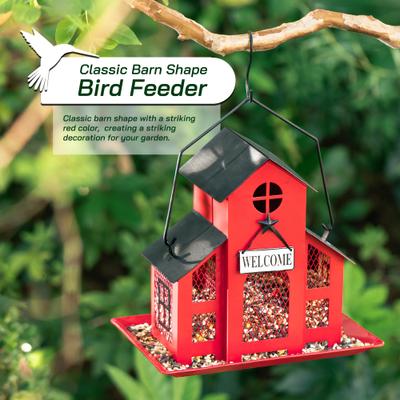 Show full view: Glitzhome Metal House Hanging Birdfeeder, Red slide 3 of 9