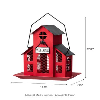 Show full view: Glitzhome Metal House Hanging Birdfeeder, Red slide 2 of 9