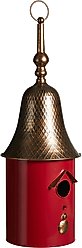 Glitzhome Metal Retro Bell Roof Birdhouse, Red