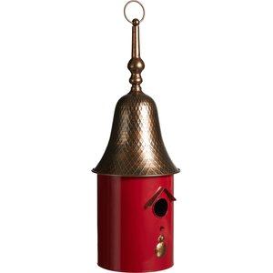 Glitzhome Metal Retro Bell Roof Birdhouse, Red