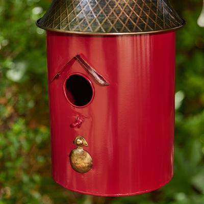 Show full view: Glitzhome Metal Retro Bell Roof Birdhouse, Red slide 8 of 8