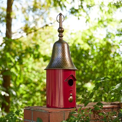 Show full view: Glitzhome Metal Retro Bell Roof Birdhouse, Red slide 4 of 8