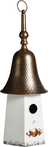 Show full view: Glitzhome Metal Washed Bell Roof Birdhouse, White slide 1 of 8