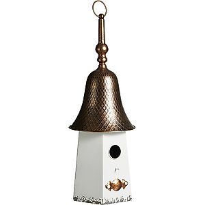 Glitzhome Metal Washed Bell Roof Birdhouse, White