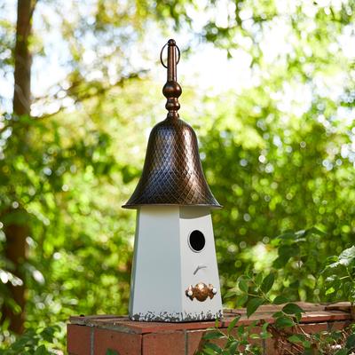 Show full view: Glitzhome Metal Washed Bell Roof Birdhouse, White slide 4 of 8