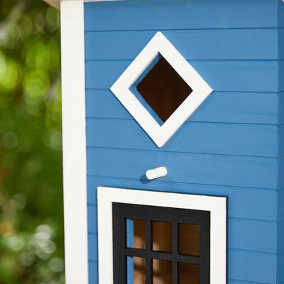 Show full view: Glitzhome Modern Functional Solid Wood Birdhouse, Blue slide 6 of 8