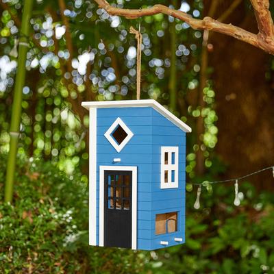 Show full view: Glitzhome Modern Functional Solid Wood Birdhouse, Blue slide 3 of 8