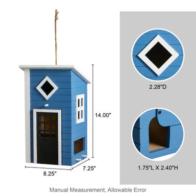 Show full view: Glitzhome Modern Functional Solid Wood Birdhouse, Blue slide 2 of 8