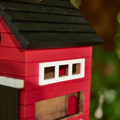 Show full view: Glitzhome Modern Functional Solid Wood Birdhouse, Red slide 6 of 8