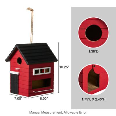Show full view: Glitzhome Modern Functional Solid Wood Birdhouse, Red slide 2 of 8
