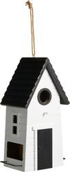 Glitzhome Modern Functional Solid Wood Outdoor Garden Birdhouse, White slide 1 of 7