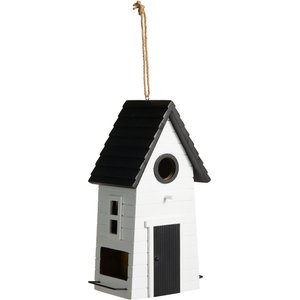 Glitzhome Modern Functional Solid Wood Outdoor Garden Birdhouse, White