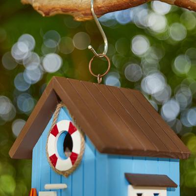 Show full view: Glitzhome Modern Solid Wood Beach Hut Birdhouse, Blue slide 7 of 8