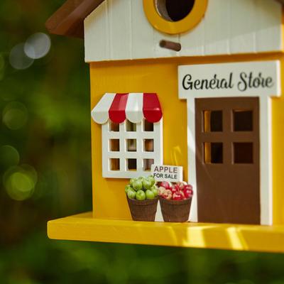 Show full view: Glitzhome Modern Solid Wood General Store Birdhouse, Yellow slide 8 of 8