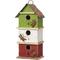 Show in main carousel: Glitzhome Multicolored Distressed Solid Wood Three-Story Villa Decorative Outdoor Garden Birdhouse, Green slide 1 of 9