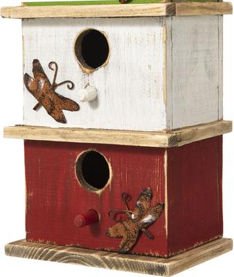 Show full view: Glitzhome Multicolored Distressed Solid Wood Three-Story Villa Decorative Outdoor Garden Birdhouse, Green slide 7 of 9