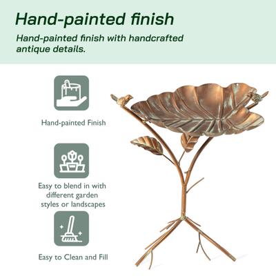 Show full view: Glitzhome Multifunctional 2-in-1 Metal Faux Copper Patina Finish Bird Feeder slide 4 of 9