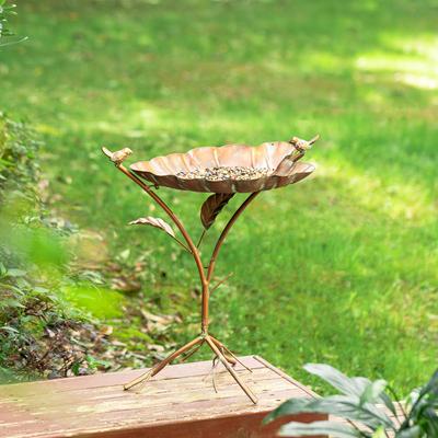 Show full view: Glitzhome Multifunctional 2-in-1 Metal Faux Copper Patina Finish Bird Feeder slide 5 of 9